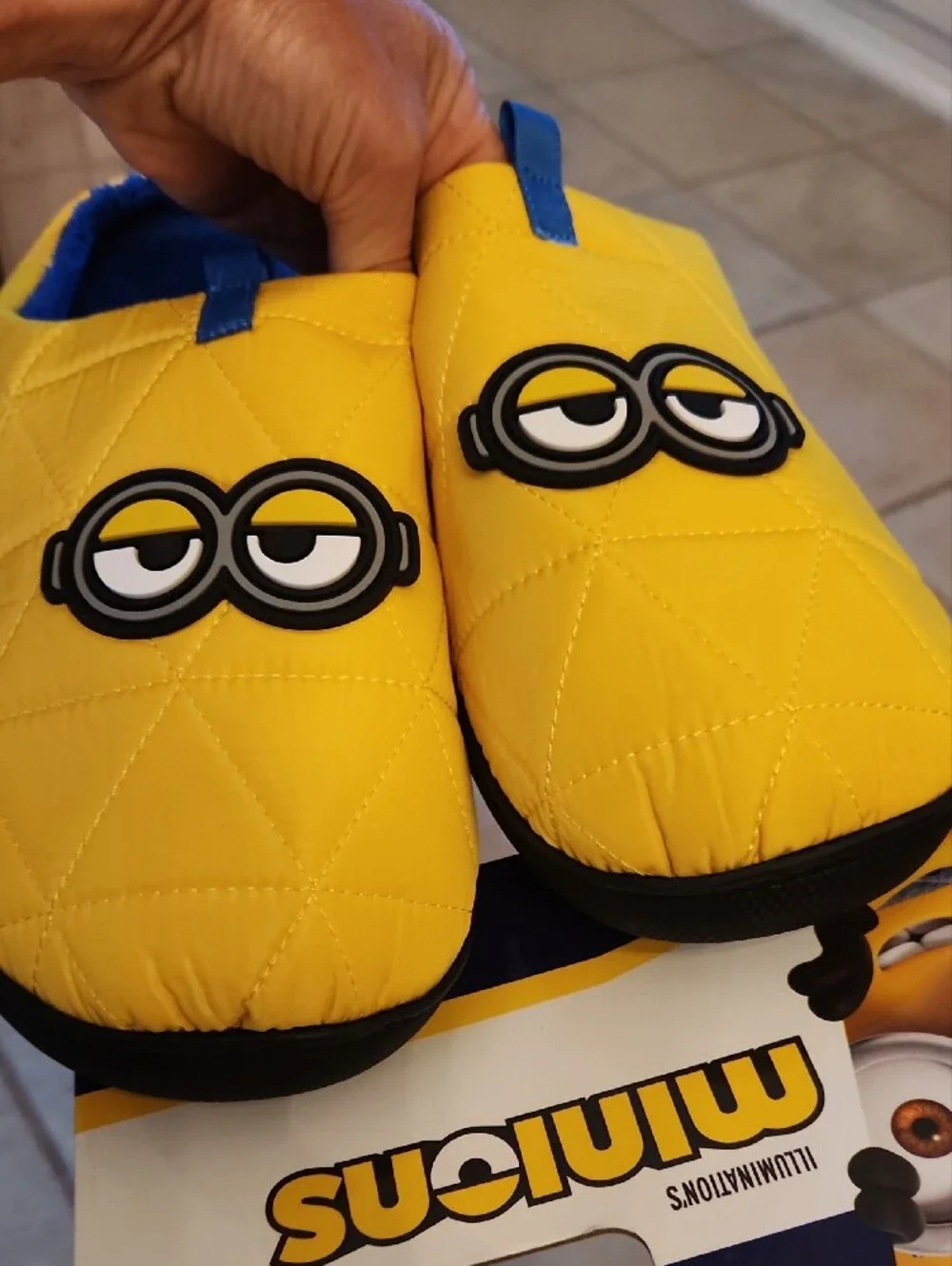 Yellow Quilted Slip-On Loafers with Character Accent